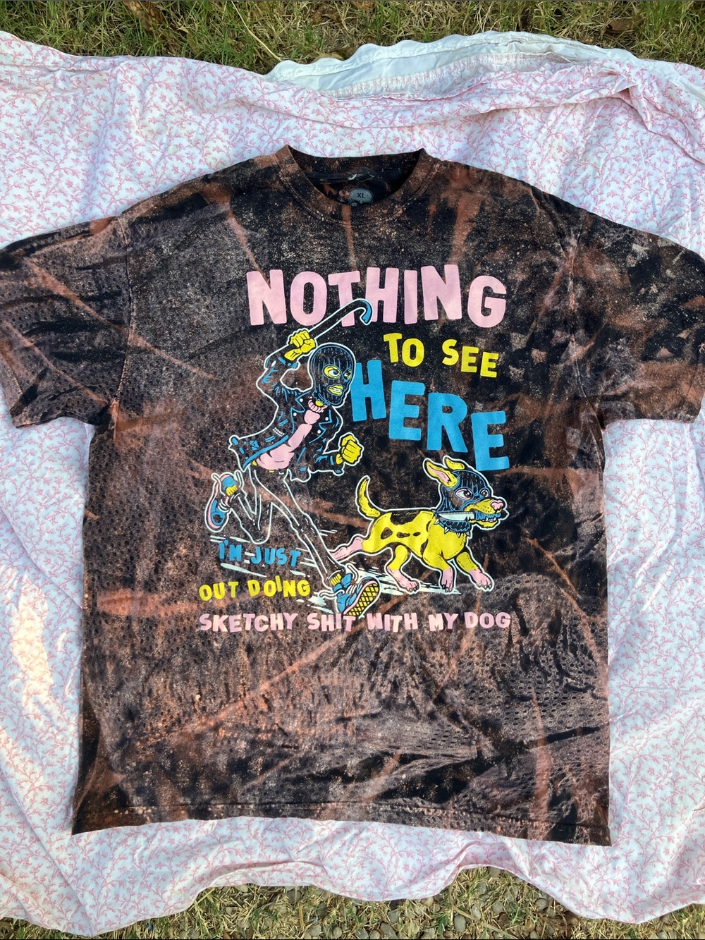 Comfort Colors Brown Tie-Dye Men’s Short Sleeve Tee with Neon Graphic
